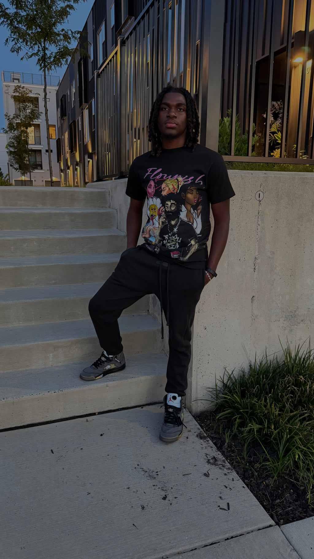 Black Flourish Graphic T-Shirt