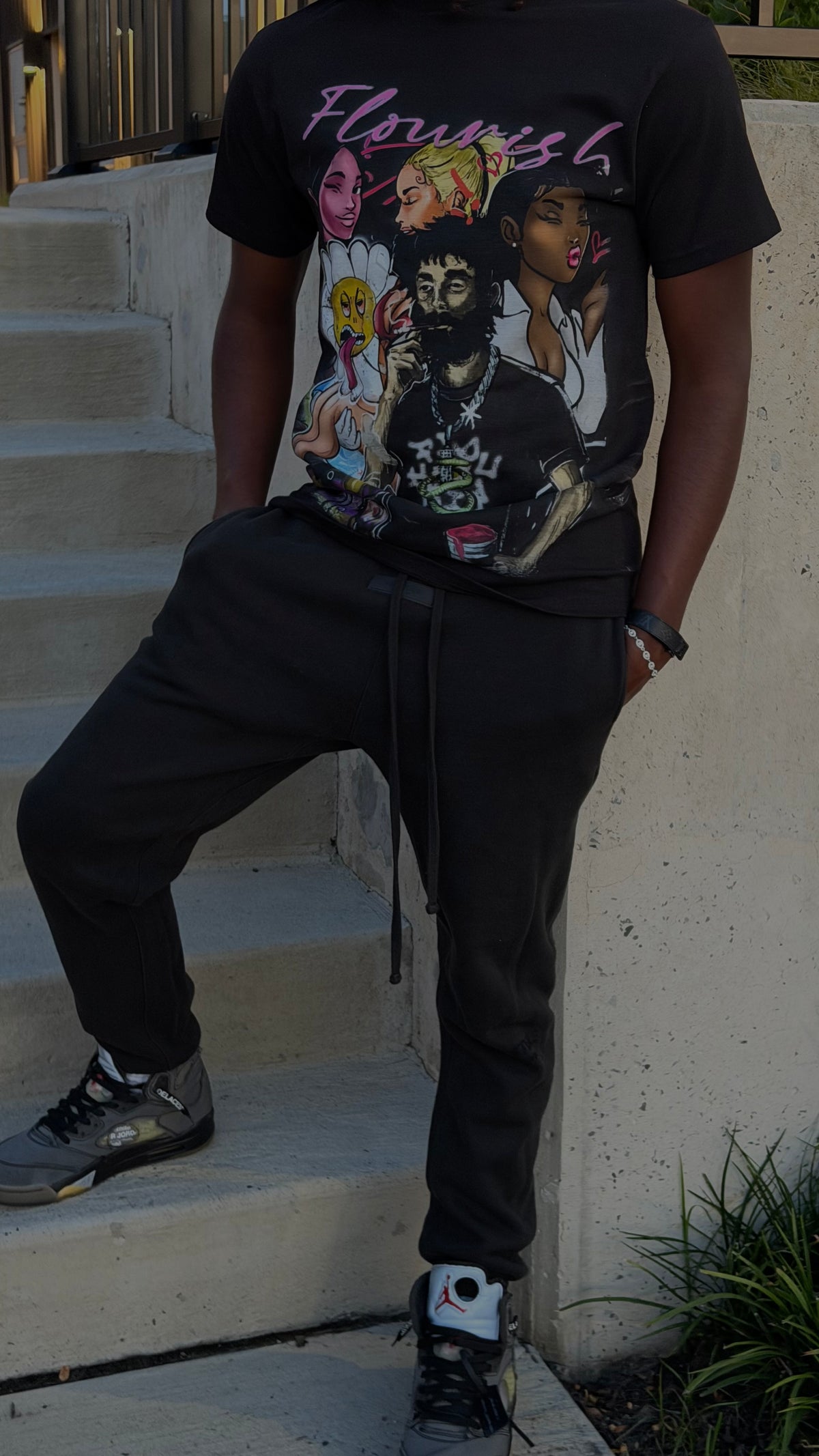 Black Flourish Graphic T-Shirt
