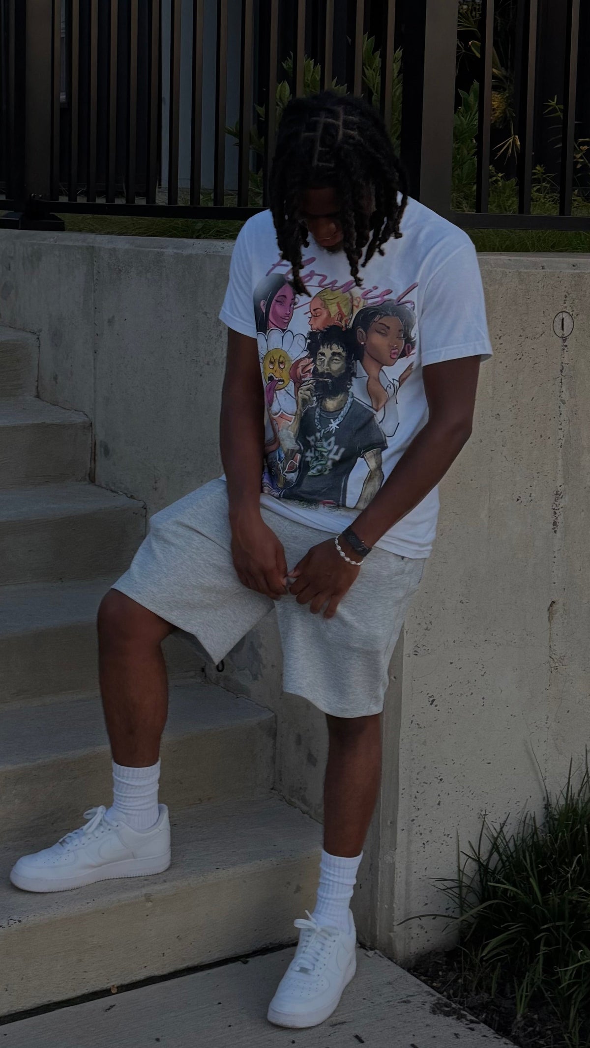 White Flourish Graphic T-Shirt
