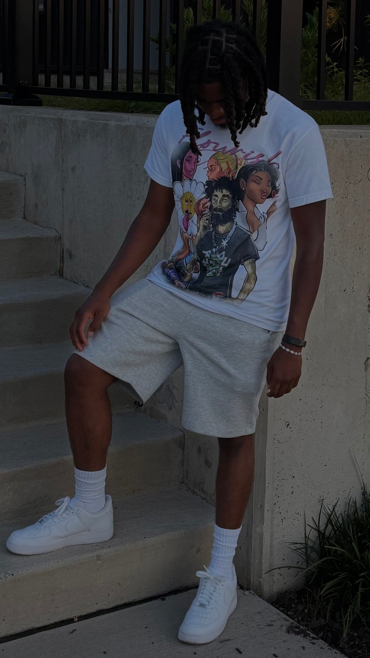 White Flourish Graphic T-Shirt