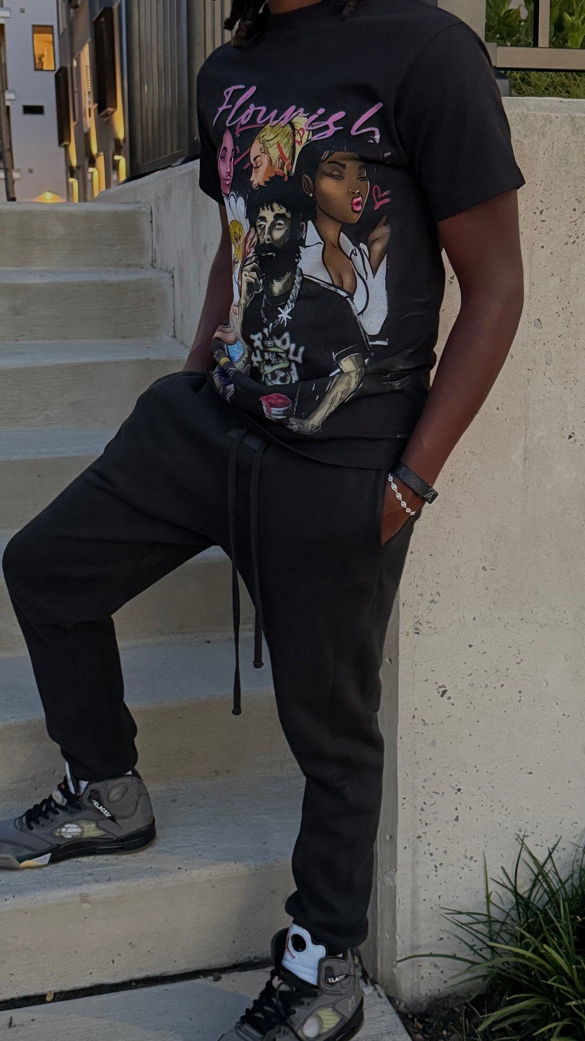 Black Flourish Graphic T-Shirt