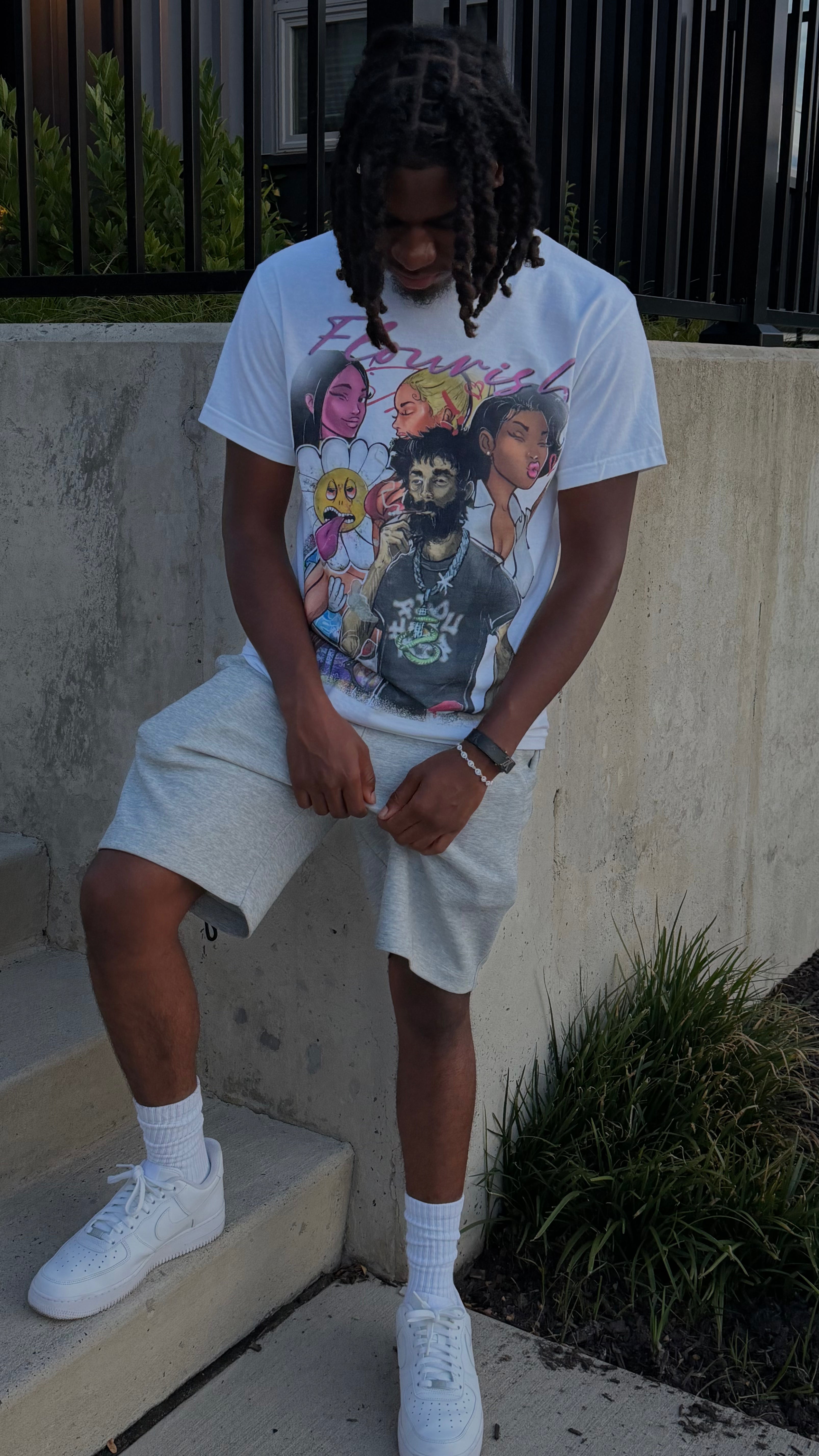 White Flourish Graphic T-Shirt